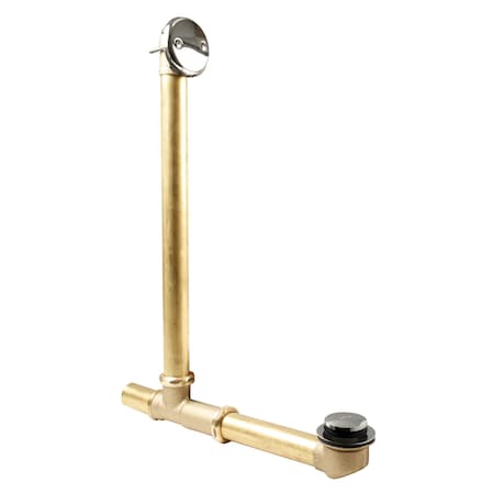 Westbrass 18" 17-Gauge Brass Above Floor Tip-Toe Drain Bath Assembly with 2-Hole Overflow, Polished Nickel 7931817-AF-05